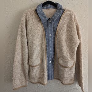 Mystree Denim Detail Wool Blend Shacket